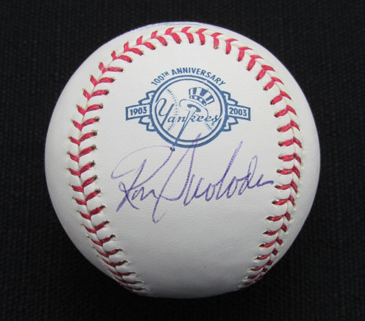 Ron Swoboda Signed/Auto Yankees 100th OML Baseball JSA  186707