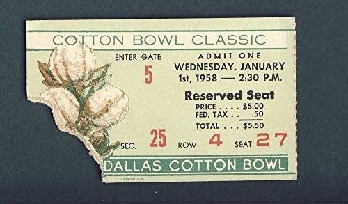 1958 Cotton Bowl Classic Ticket Stub Rice Vs. Navy 101482