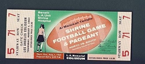 1963 Shrine Football Game North Vs. South LA Memorial Coliseum Ticket 101494