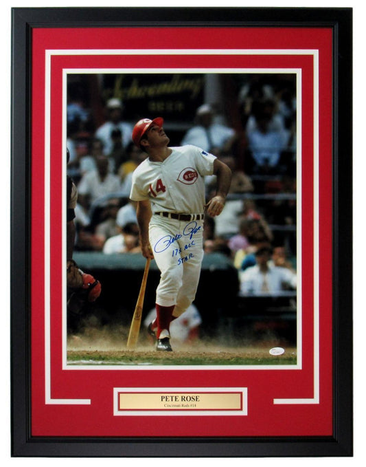 Pete Rose Cincinnati Reds Framed/Signed "17X All Star" 16x20 Photo JSA W776867